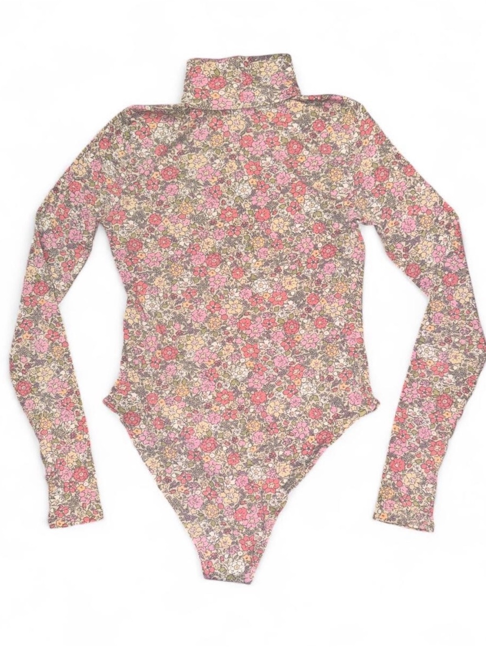 H&M Floral Long-Sleeve Turtleneck Bodysuit - Pink Multi
